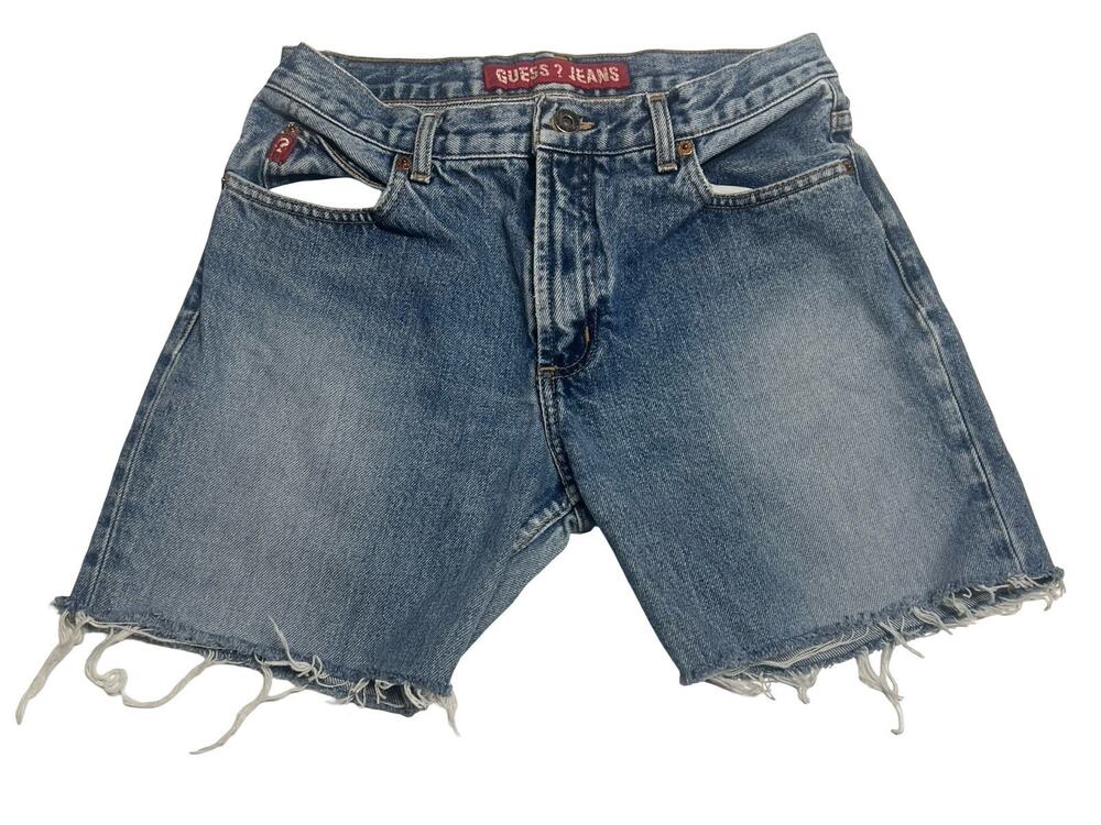 Vtg GUESS Denim Jeans 10046 Original Fit Distressed Cut off Shorts 90s 00s SZ 29